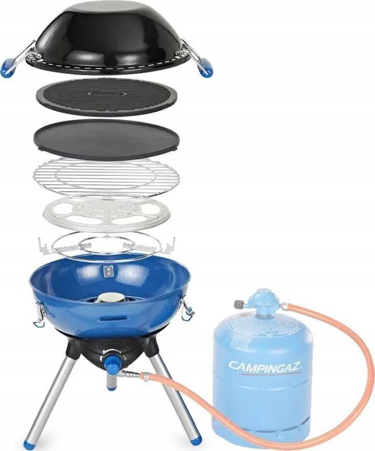 Campingaz Campingaz „Party Grilis 400 Caravan Connect“ dujinė viryklė, dujinė kepsninė (juoda/mėlyna, 30 mbar, su prijungimu prie namelio ant ratų, modelis 2023)