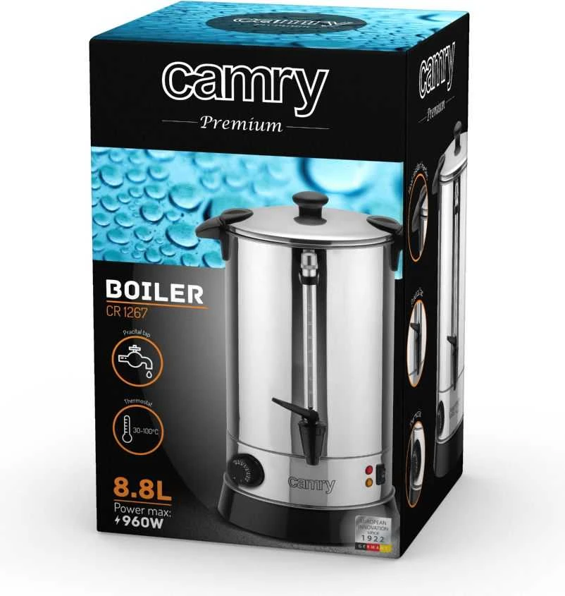 Virdulys Camry | Boiler | CR 1267 | Electric | 950 W | 8.8 L | Nerūdijantis plienas | Nerūdijantis plienas