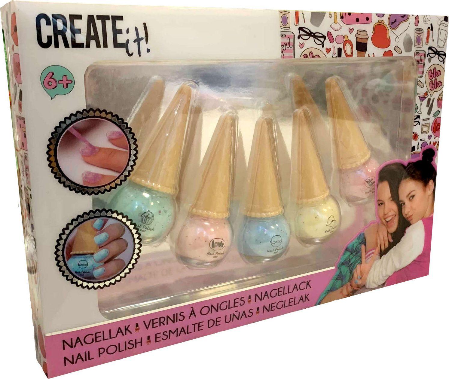 Nagų lakai su blizgučiais Ice Kreminis Create it 5 vnt