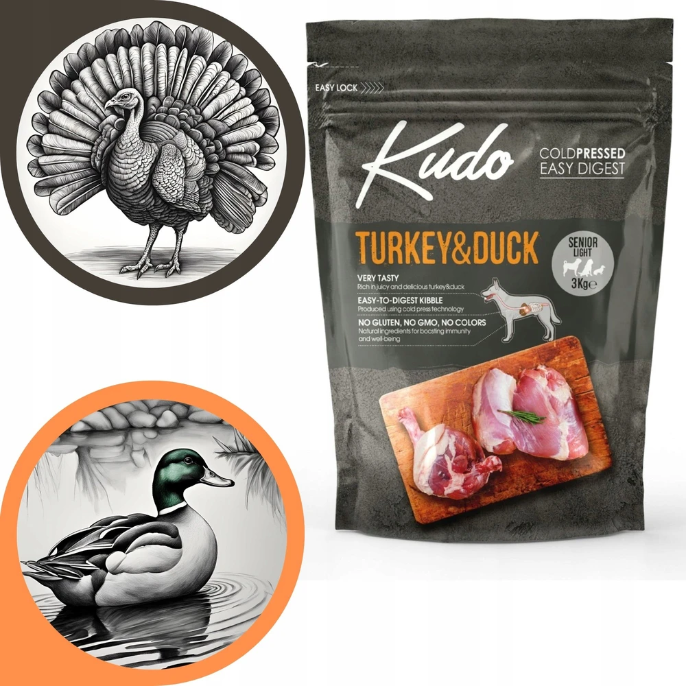 Danube Petfoods Kudo kalakutiena&antiena Senior Light sausas Maistas šunims 3kg