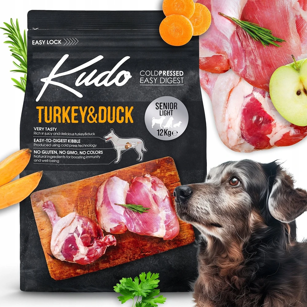 Danube Petfoods Kudo kalakutiena&antiena Senior Light sausas Maistas šunims 12kg