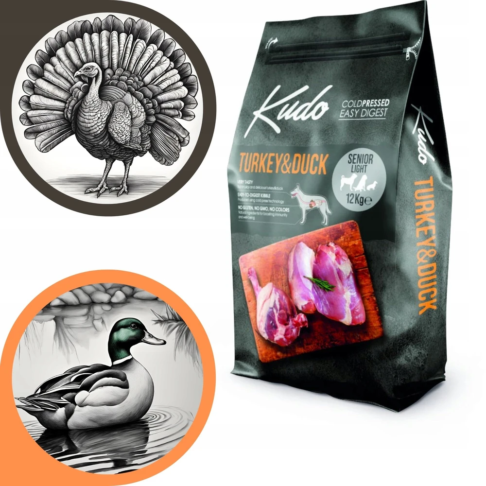 Danube Petfoods Kudo kalakutiena&antiena Senior Light sausas Maistas šunims 12kg