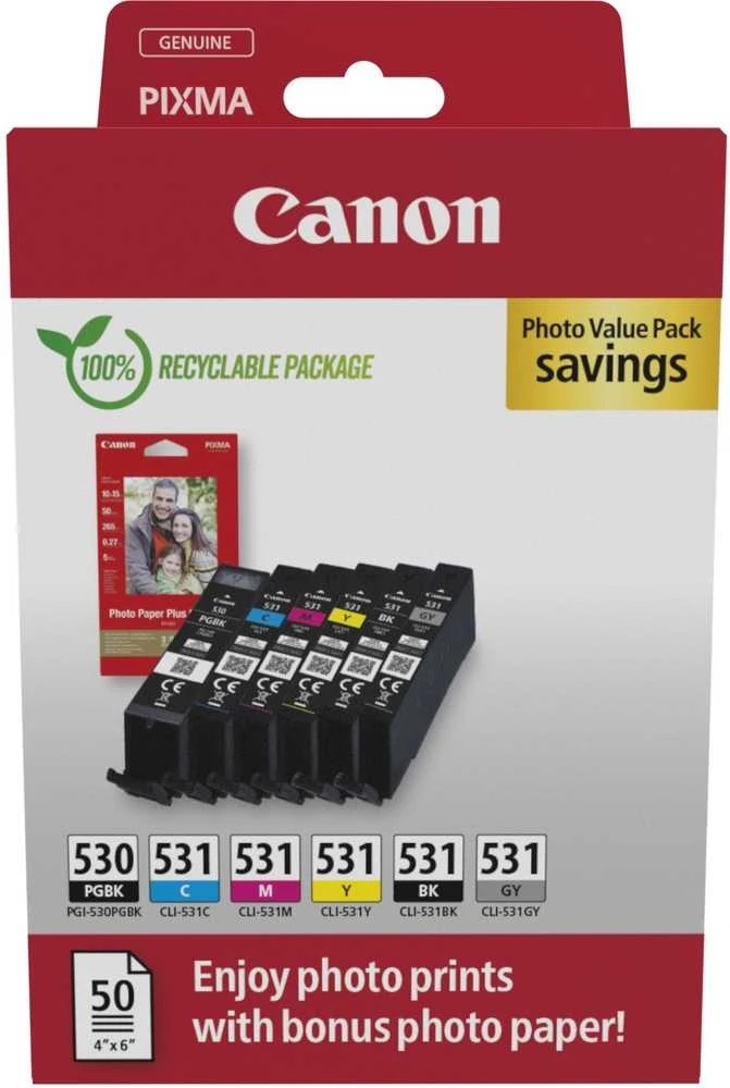 Canon PGI-530 / CLI-531 PGBK/C/M/Y/BK//GY PHOTO VALUE