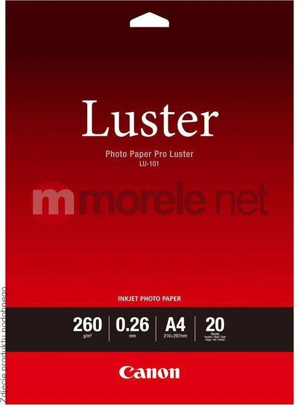Canon LU-101 Pro Luster, A3+, 20 shts fotopopierius Balta „Satin“