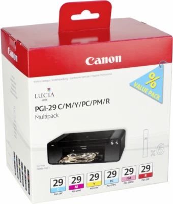 Canon PGI29 (4868B018), MBK/PBK/DGY/GY/LGY/CO kasečių rinkinys