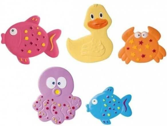 CANPOL BABIES neslystantys mini kilimėliai į vonią 5vnt Colorful Ocean 12x10cm 80/003
