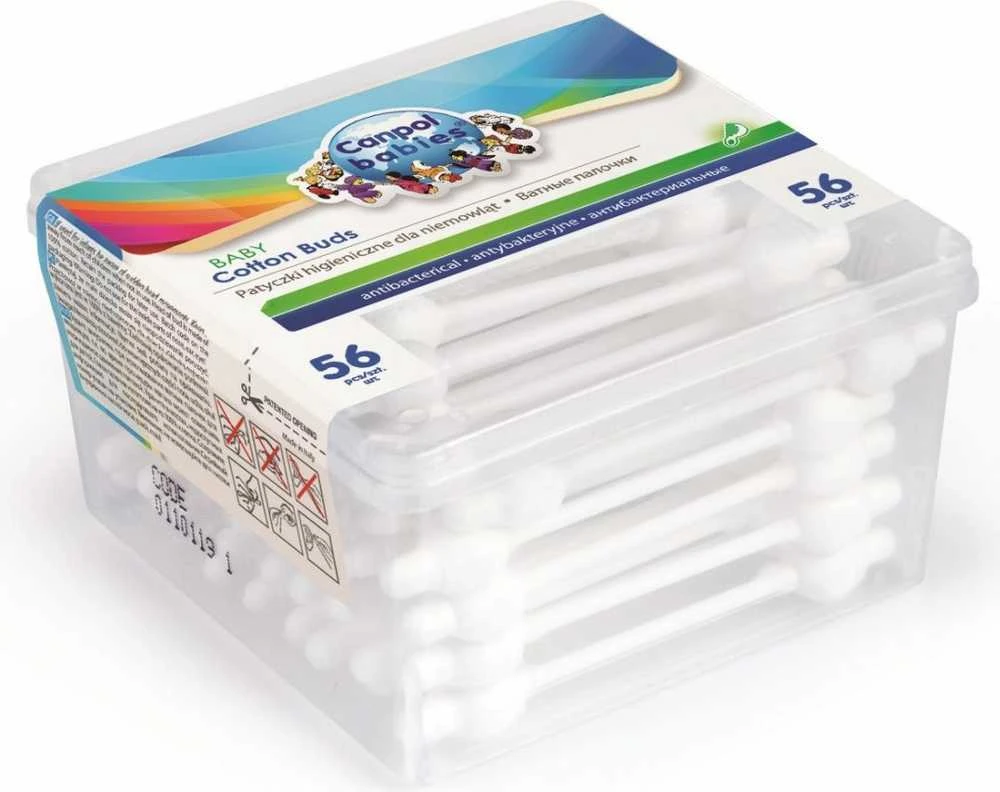 Canpolbabies CANPOL BABIES medvilniniai ausų krapštukai su ribotuvu, 55 vnt, 3/115