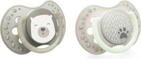 LOVI dinaminis silikoninis čiulptukas BUDDY BEAR, 6-18 mėn., 2 vnt., 22/865