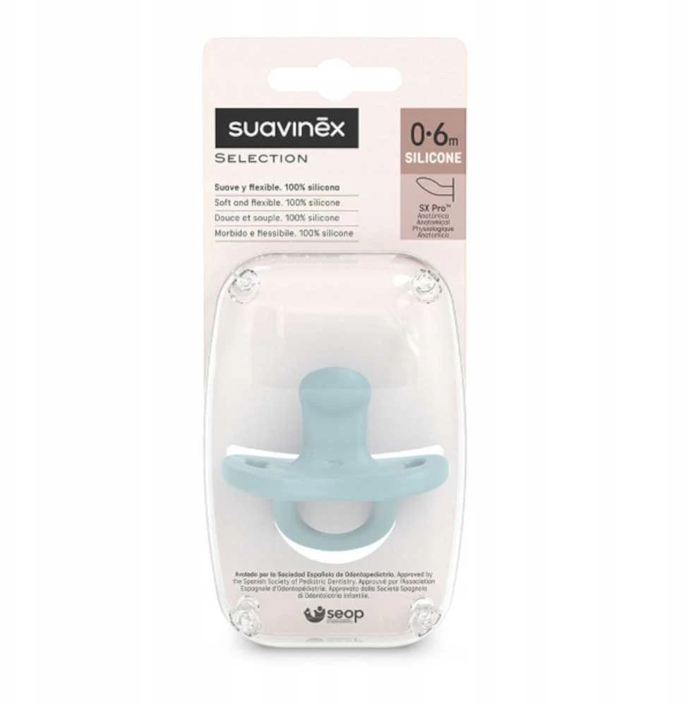 Canpol SUAVINEX - 308627-100 % SILIKONINIS ANATOMINIS čiulptukas SX PRO/0-6M/ŠVIESIAI MĖLYNAS/SPALVA ESENCE