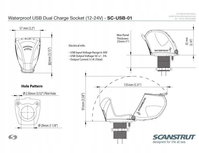 Canyon Įkroviklis Automobilinis įkroviklis 2x USB 12/24V Scanstrut SC-USB-01
