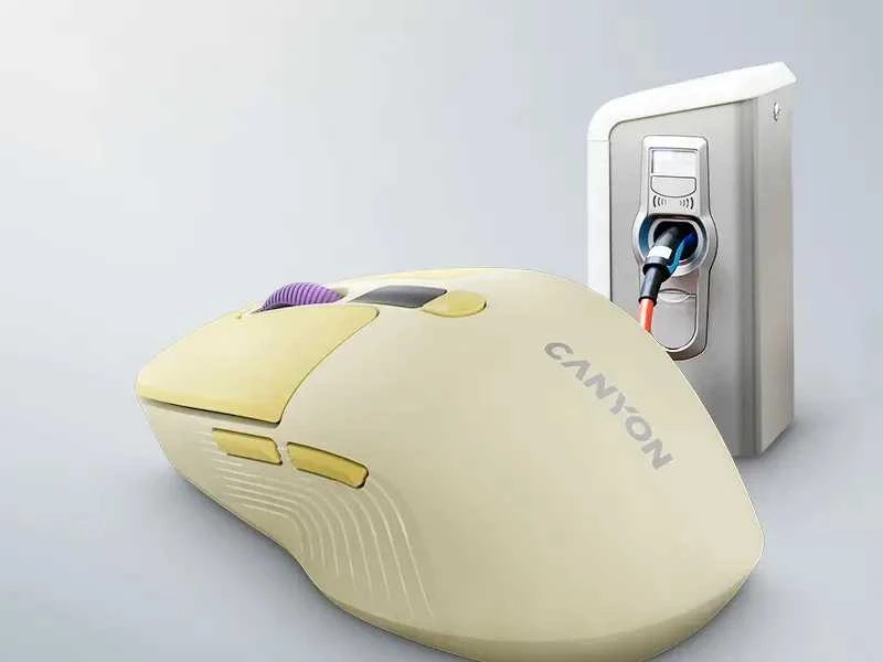 CANYON pelė MW-26 LCD tyli dvigubo režimo belaidė Geltona
