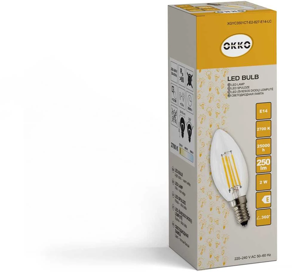 Okko Canyon BULB LED B35 2W E14 830 FL 250LM 15KH