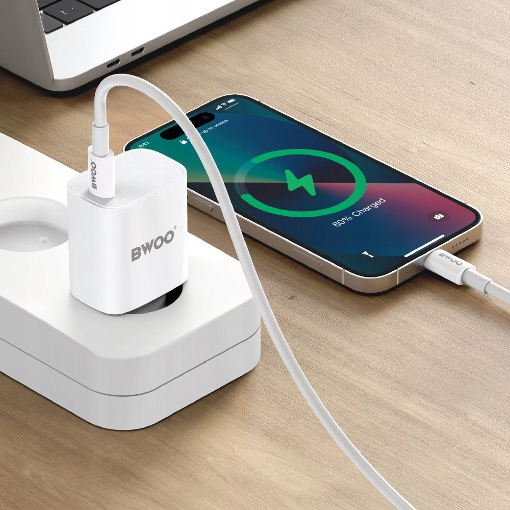 BWOO 20 W sieninis įkroviklis CDA159 su kabeliu USB-C į USB-C