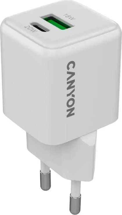 CANYON pakrovėjas CU20AC GaN 20W 1xPD 1xQC EU Baltas