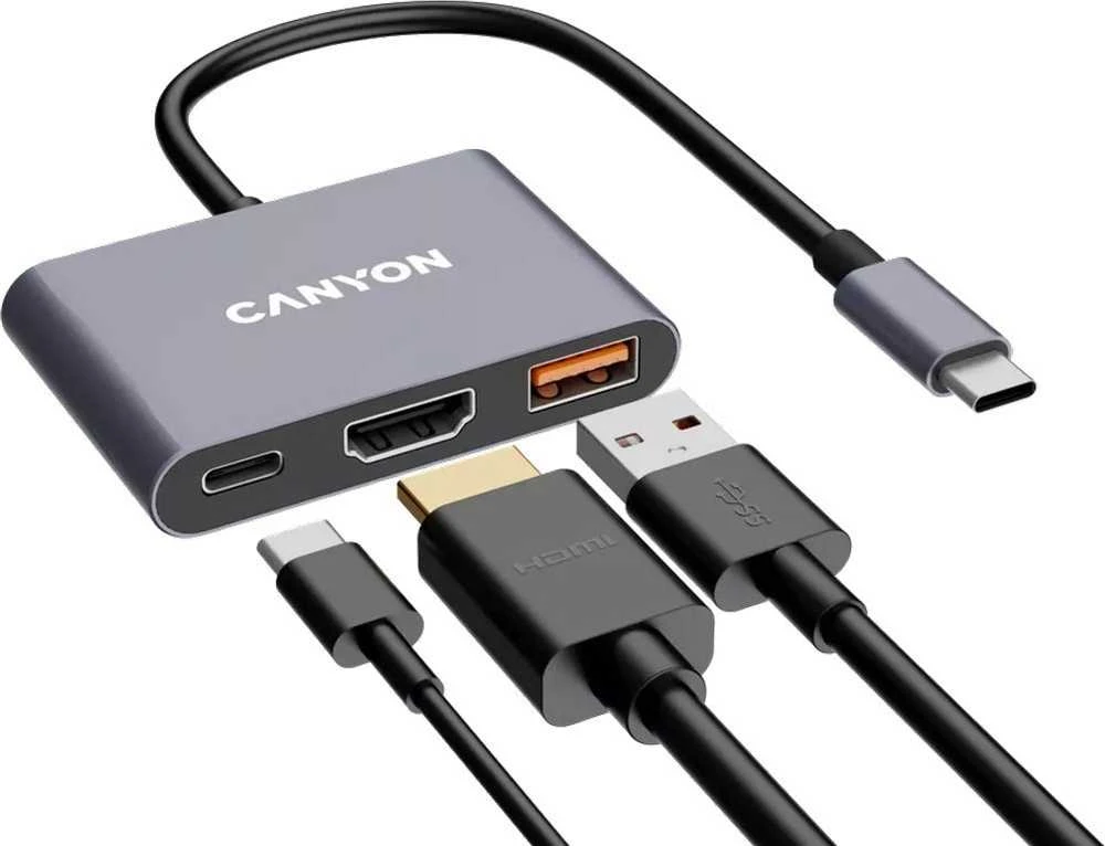 CANYON hub DS-4 3in1 USB-C Pilkas
