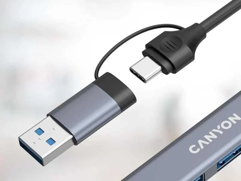 CANYON šakotuvas DS-02 4in1 USB-A/C Pilkas