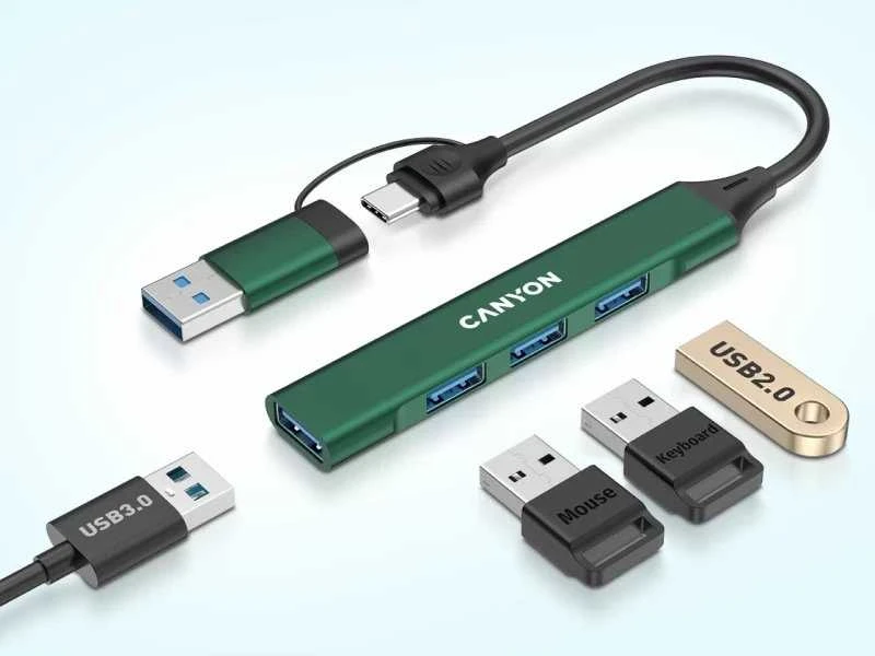 CANYON šakotuvas DS-02 4in1 USB-A/C žalia