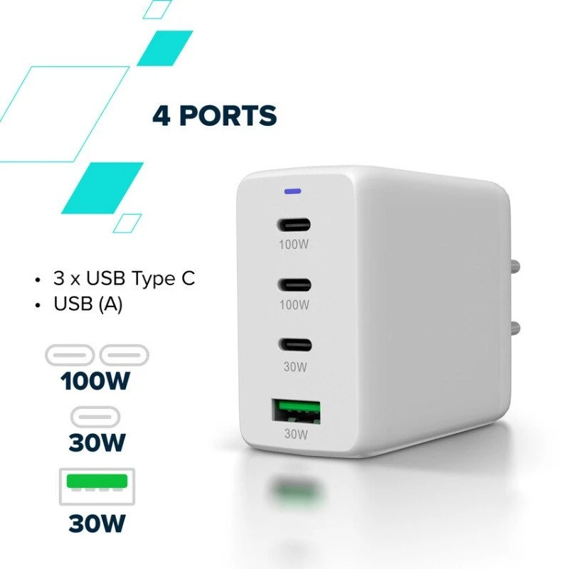 CANYON įkroviklis CU100ACC GaN 100W 3xPD 1xQC EU Baltas