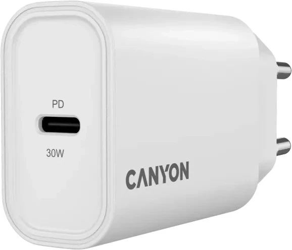 CANYON įkroviklis OnCharge 30CL, maksimali galia 30W, 1xPD, ES, baltas