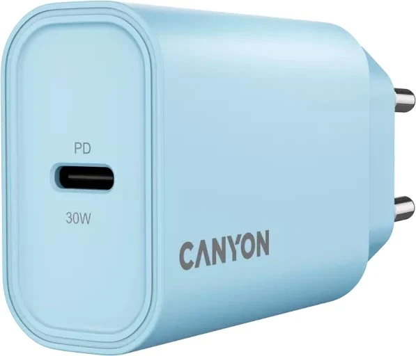 CANYON įkroviklis OnCharge 30CL, maksimali galia 30W, 1xPD, ES, šviesiai mėlynas