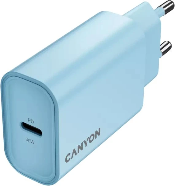 CANYON įkroviklis OnCharge 30CL, maksimali galia 30W, 1xPD, ES, šviesiai mėlynas