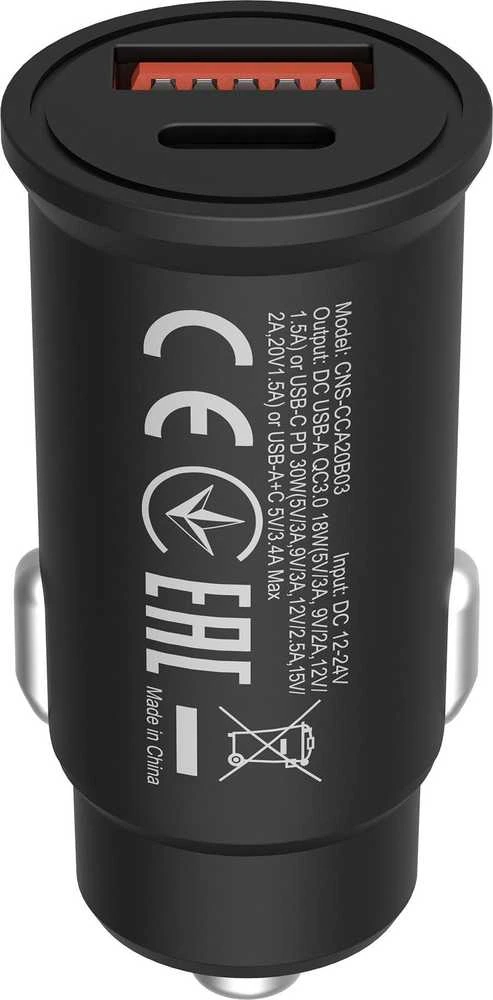 CANYON C-20B03, PD 30W/QC3.0 18W Kišeninis automobilinis įkroviklis su 1-USB A+ 1-USB-C įvestis: DC12V-24V, Išvestis: USBC: PD30W( 5V3A/9V3A/12V2.5A/15V2.5A/15V.3.0. 18W (5V3A