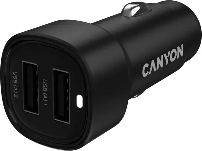 CANYON automobilinis įkroviklis OnDrive 24 24W 2xUSB-A Juodas