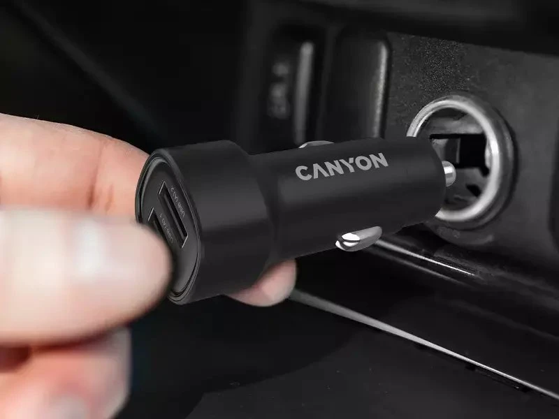CANYON automobilinis įkroviklis OnDrive 24 24W 2xUSB-A Juodas