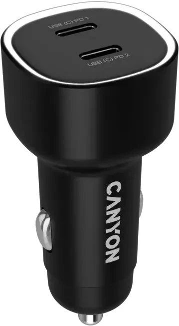 CANYON automobilinis įkroviklis OnDrive 60 PD 60W 2xUSB-C Juodas