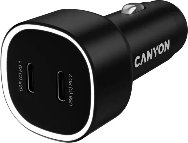 CANYON automobilinis įkroviklis OnDrive 60 PD 60W 2xUSB-C Juodas