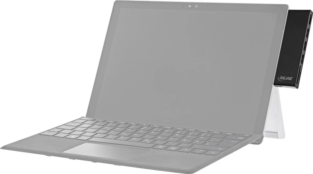 „InLine MultiHub“, „Surface Pro 4/5/6“, 3 prievadų USB 3.2 tipo A lizdas HDMI 4K, kortelių skaitytuvas, juodas