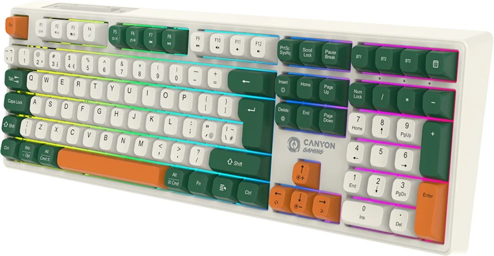 CANYON klaviatūra Shadder GKW-11 Mech RGB UK/US Wireless Baltas