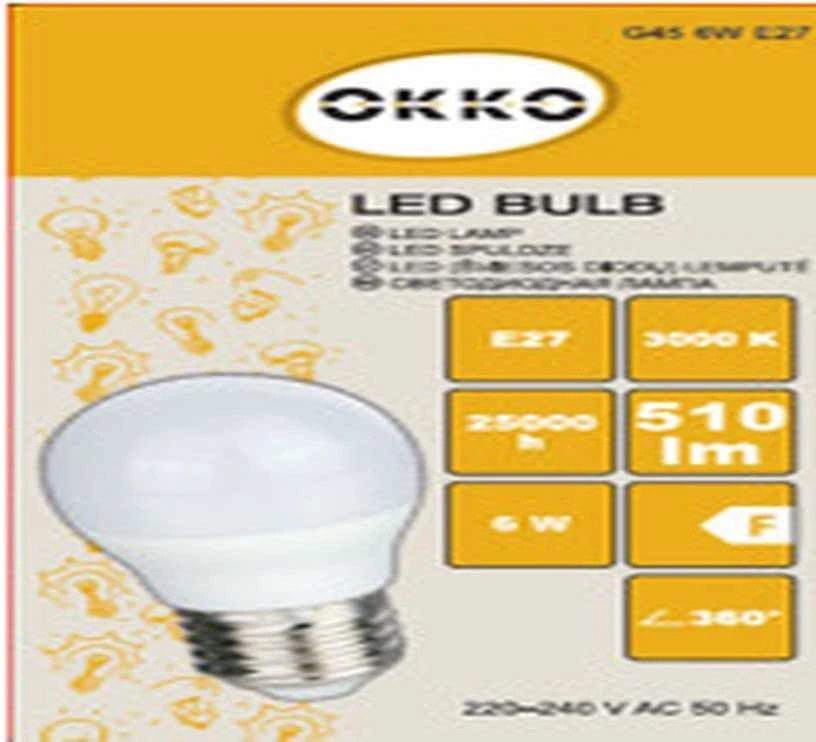 Okko Canyon LED BULB P45 6W E27 830 FR 510LM 15KH