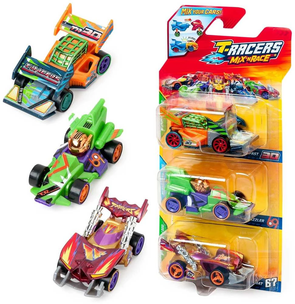 Canyon T-Racers Mix'N lenktyninių automobilių lenktyninių automobilių rinkinys iš 3 transporto priemonių