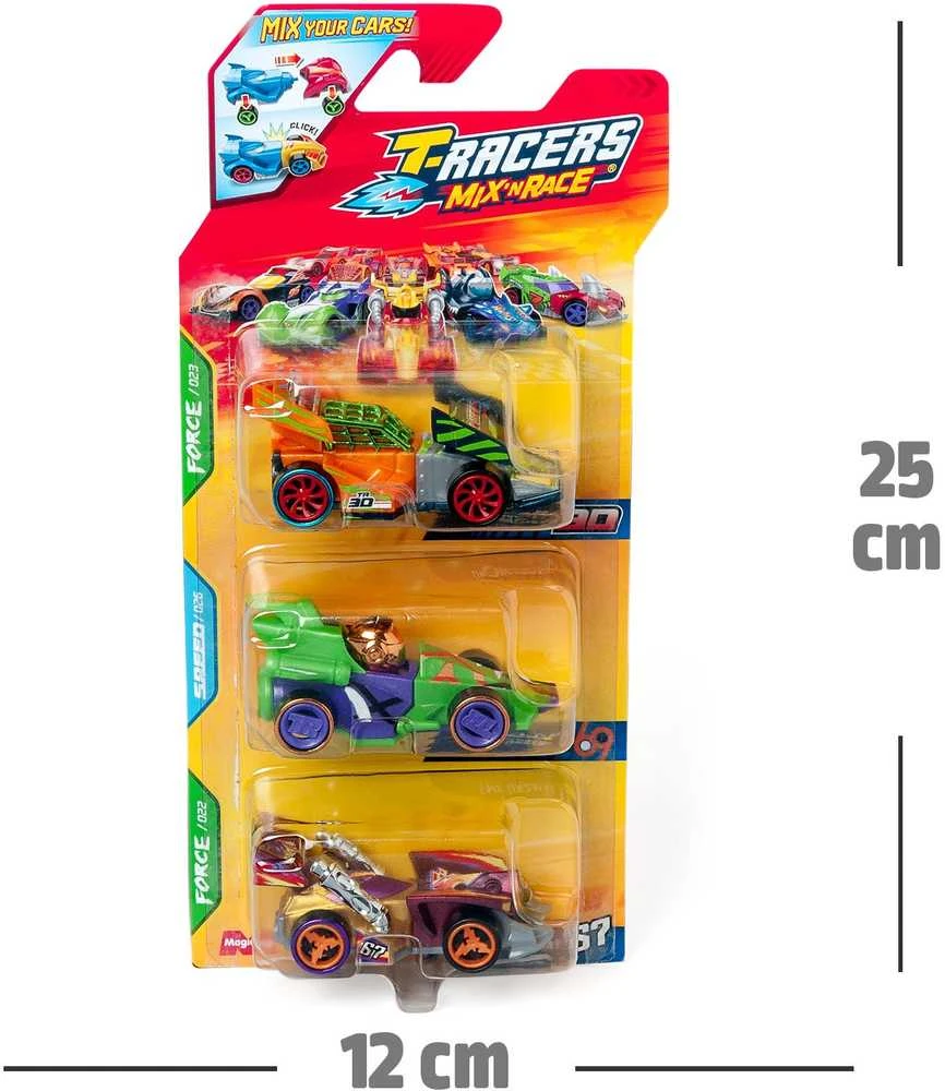 Canyon T-Racers Mix'N lenktyninių automobilių lenktyninių automobilių rinkinys iš 3 transporto priemonių