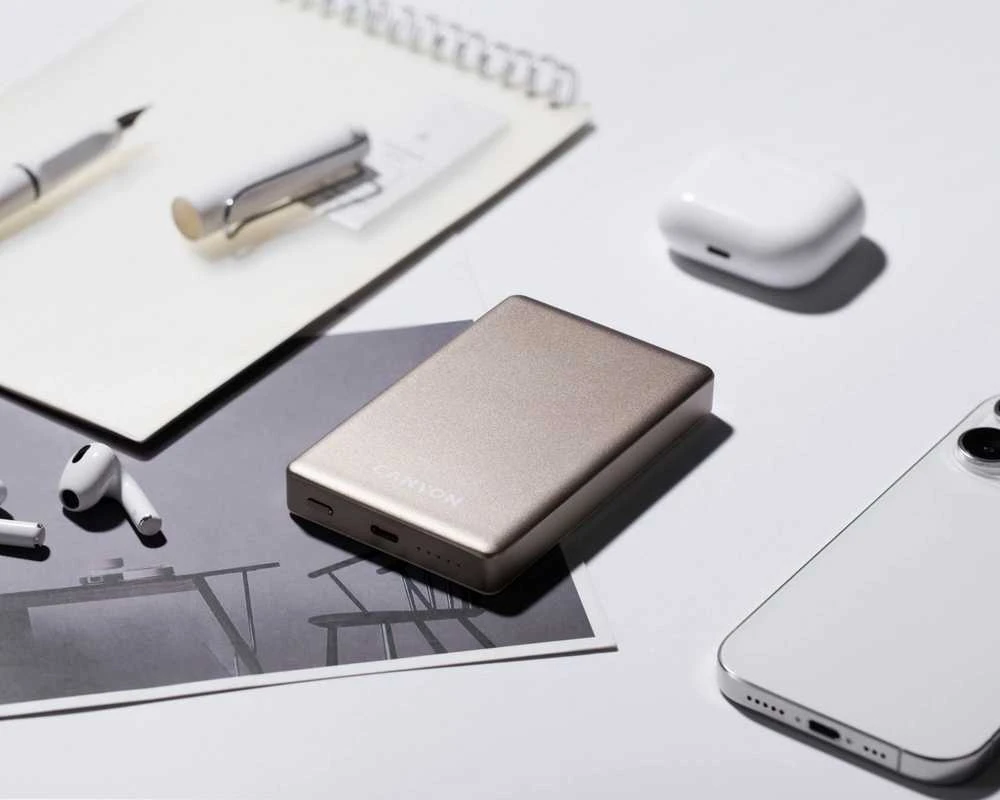 Canyon OnPower 510 slim MagSafe 10000 mAh PD 20W smėlio spalva
