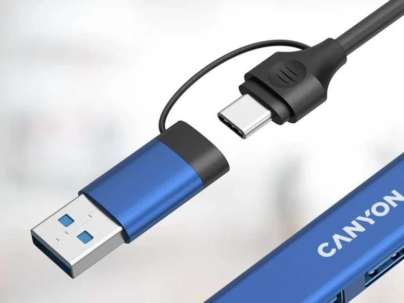 HUB USB Canyon CANYON HUB DS-02 4 in 1 USB-A/C Mėlyna