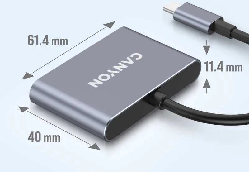 CANYON šakotuvas DS-3 3in1 USB-C Tamsiai pilka