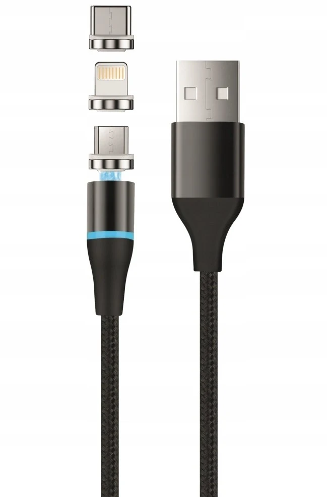 Setty magnetinis laidas DT 3in1 2,5A 1,0 m KBM-01 juodas JO