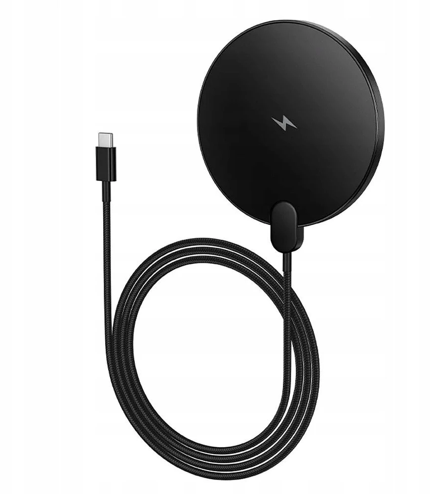 Belaidis įkroviklis Hoco 15W su USB C laidu ir skaitmeniniu ekranu CW62 juodas