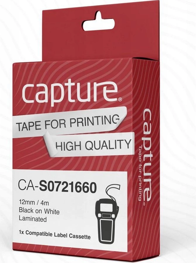 Capture 12mm x 4m Juodas on Baltas