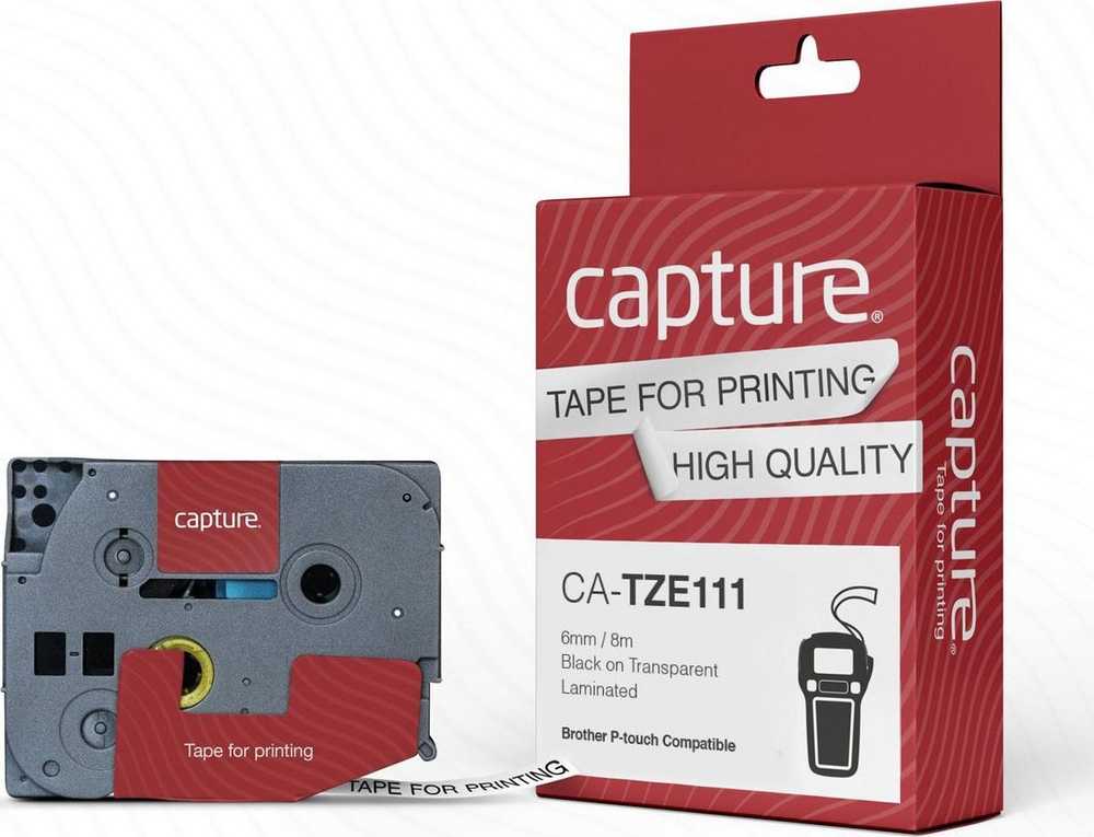 Capture 6 mm x 8 m juodas ant skaidraus fono