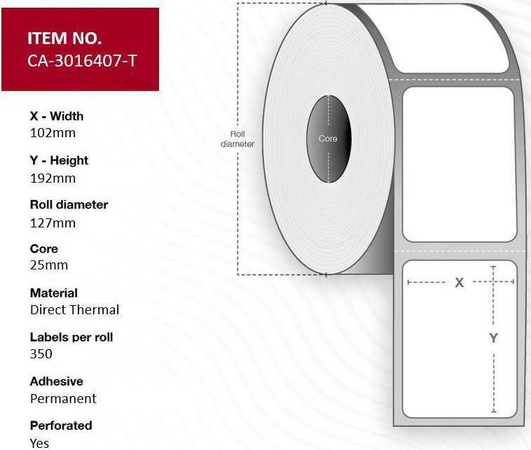 Capture Label 102 x 192mm, Core 25mm,