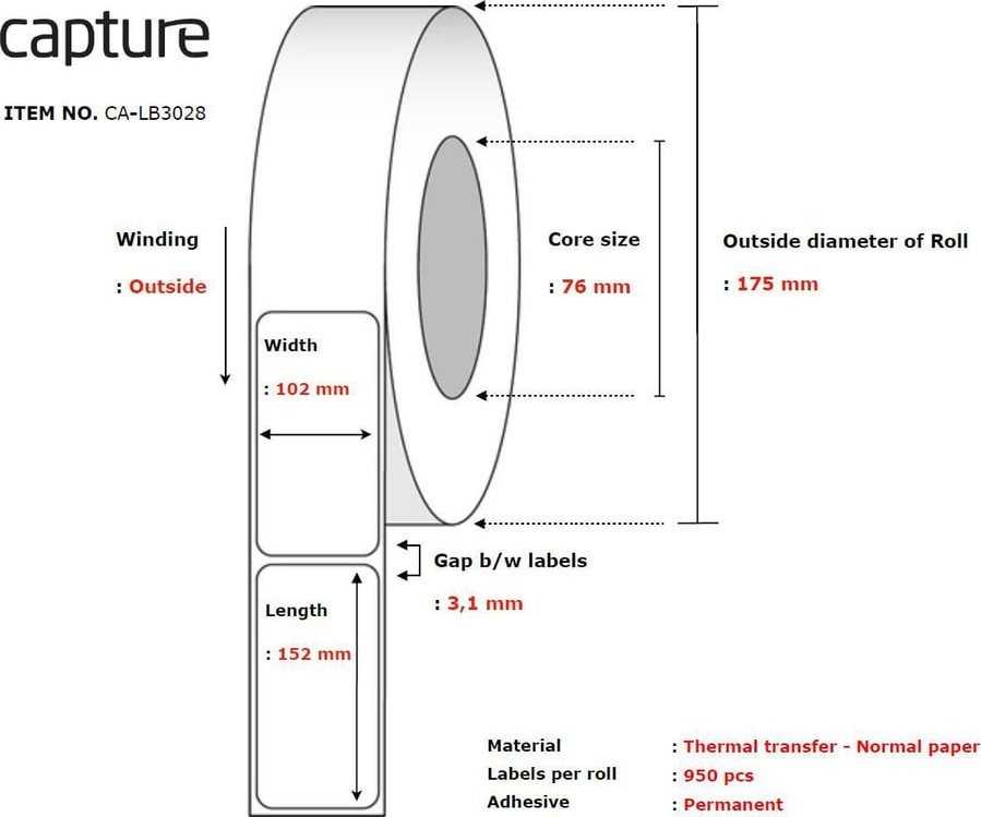 Capture Label 102x152, Core 76,
