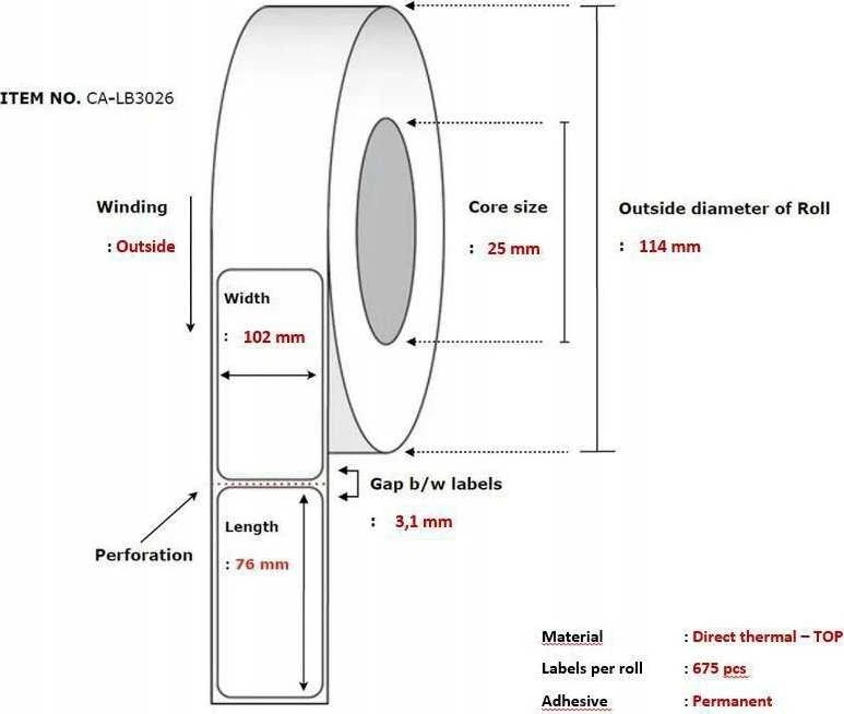 Capture Label 102x76, Core 25,