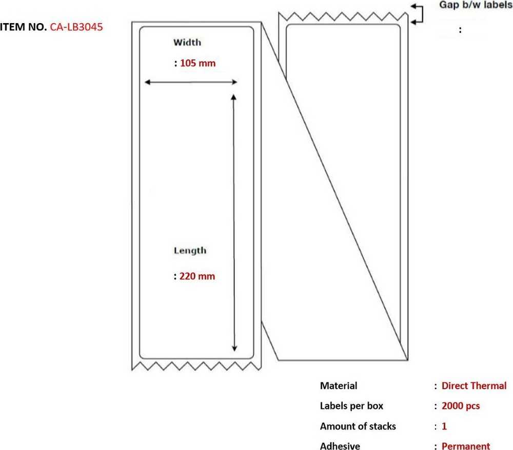 Capture Label 105x220, Core Fanfold