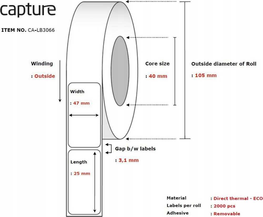 Capture Label 47x25, Core 40,