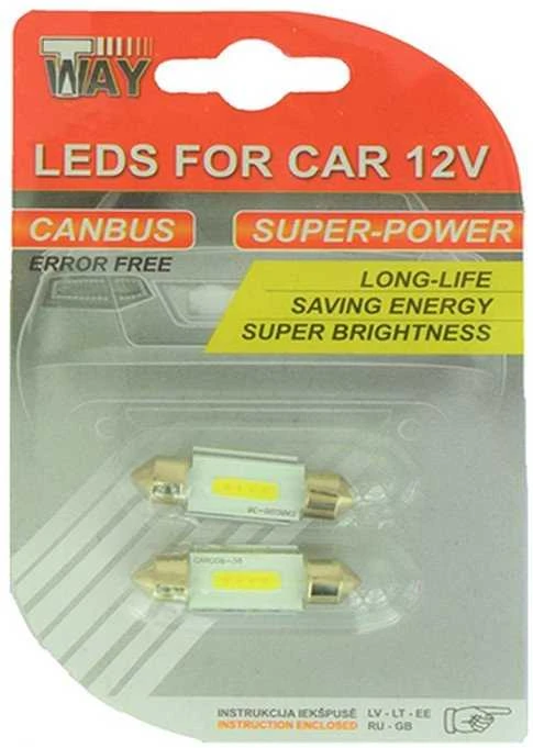 T Way Automobilio lemputė C5W, LED, balta, 12 V
