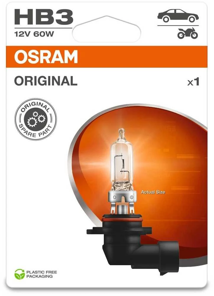 OSRAM HB3 12V 60W halogeninė lemputė pakuotėje