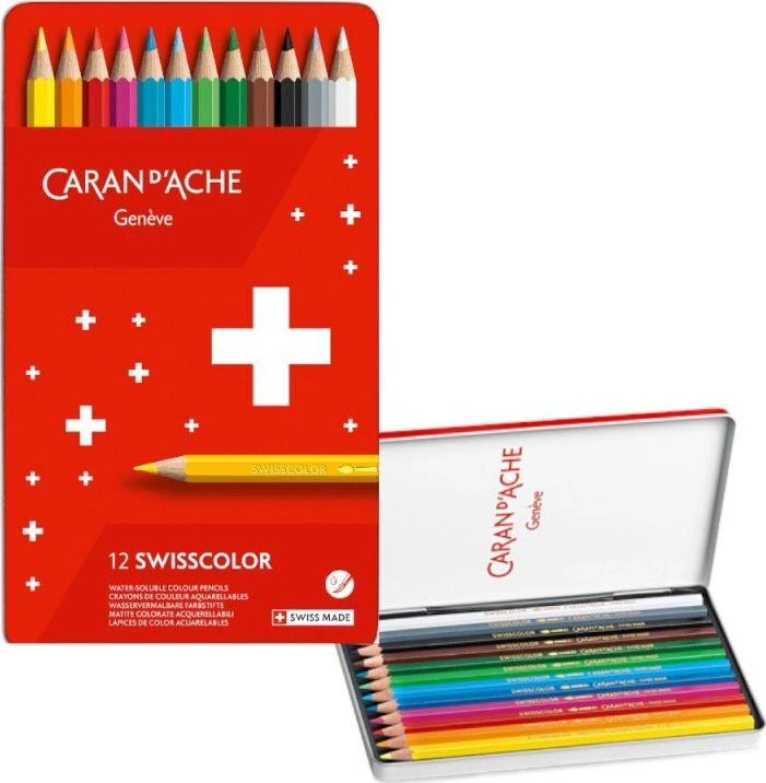 Caran d`Arche Wisscolor Aquarelle, su akvarele efektas, šešiakampis, 12pc, spalvų derinys